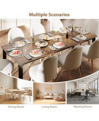 79" Dining Table for 6-8, Iron Legs, Waterproof, Scratch-Resistant, Quick Assembly, Kitchen, Living Room