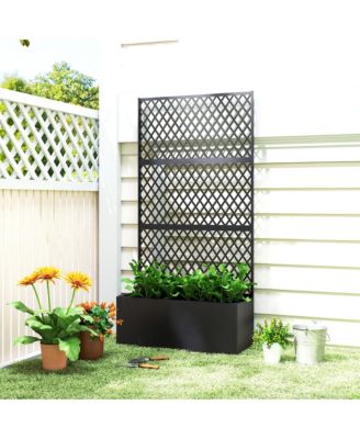 Metal Planter Box with Trellis, Diamond Lattice Privacy Planter