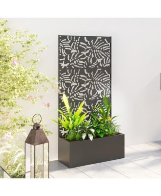 Metal Planter Box with Trellis, 71" Tall Privacy Planter