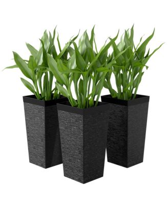 22.8 Inch Tall Planters, Set of 3 Plastic Flower Pots,