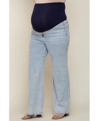 Plus Size Light Blue Basic Wide Leg Jeans