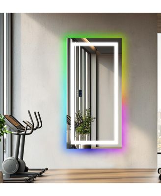 Smart LED Bathroom Mirror Vanity Mirrors With Bluetooth Speaker 11 Colors Dimmable RGB