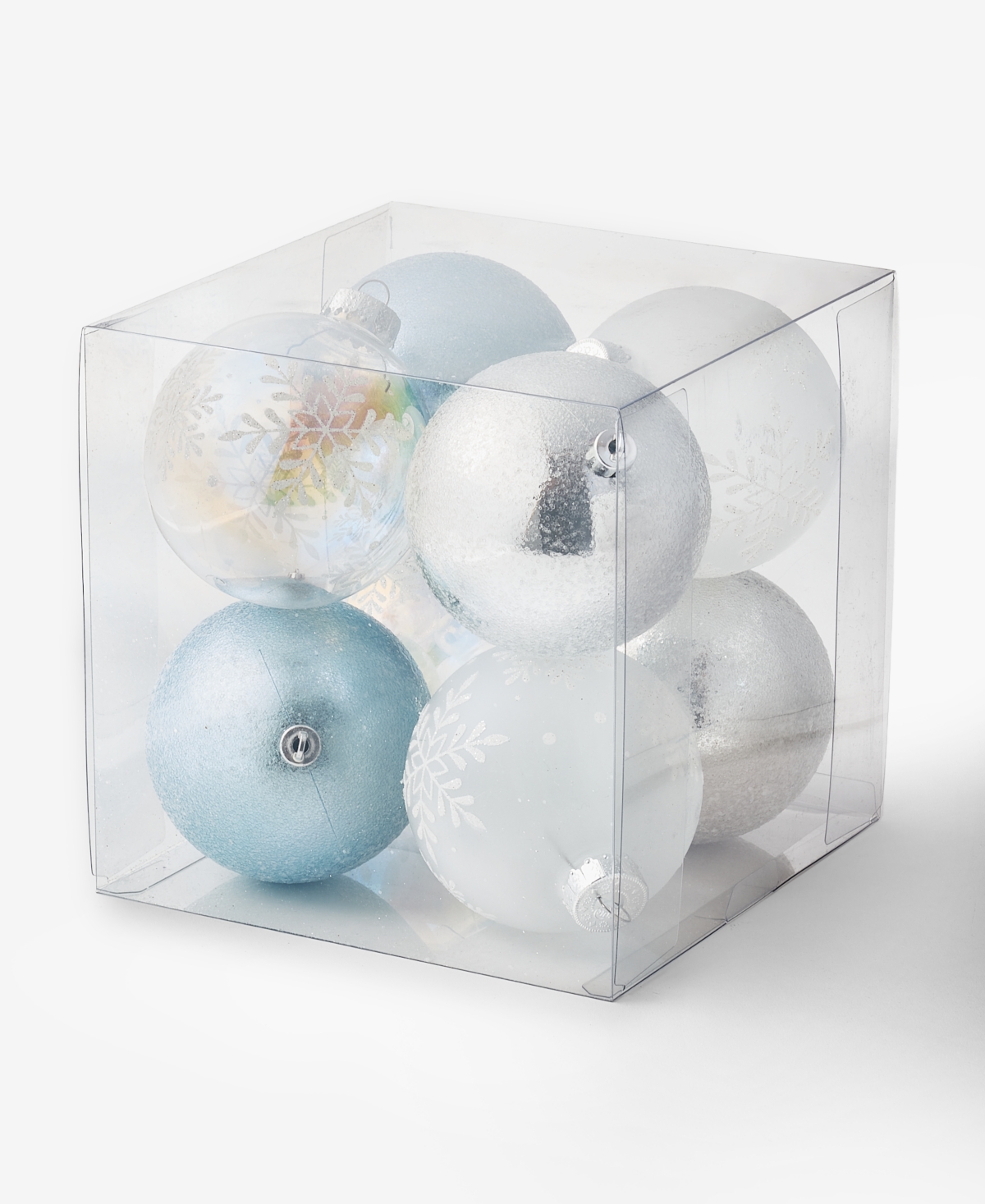 Holiday Lane Opulence Set of 8 Shatterproof Iridescent, Blue and White Ball Ornaments, Macy's Exclusive