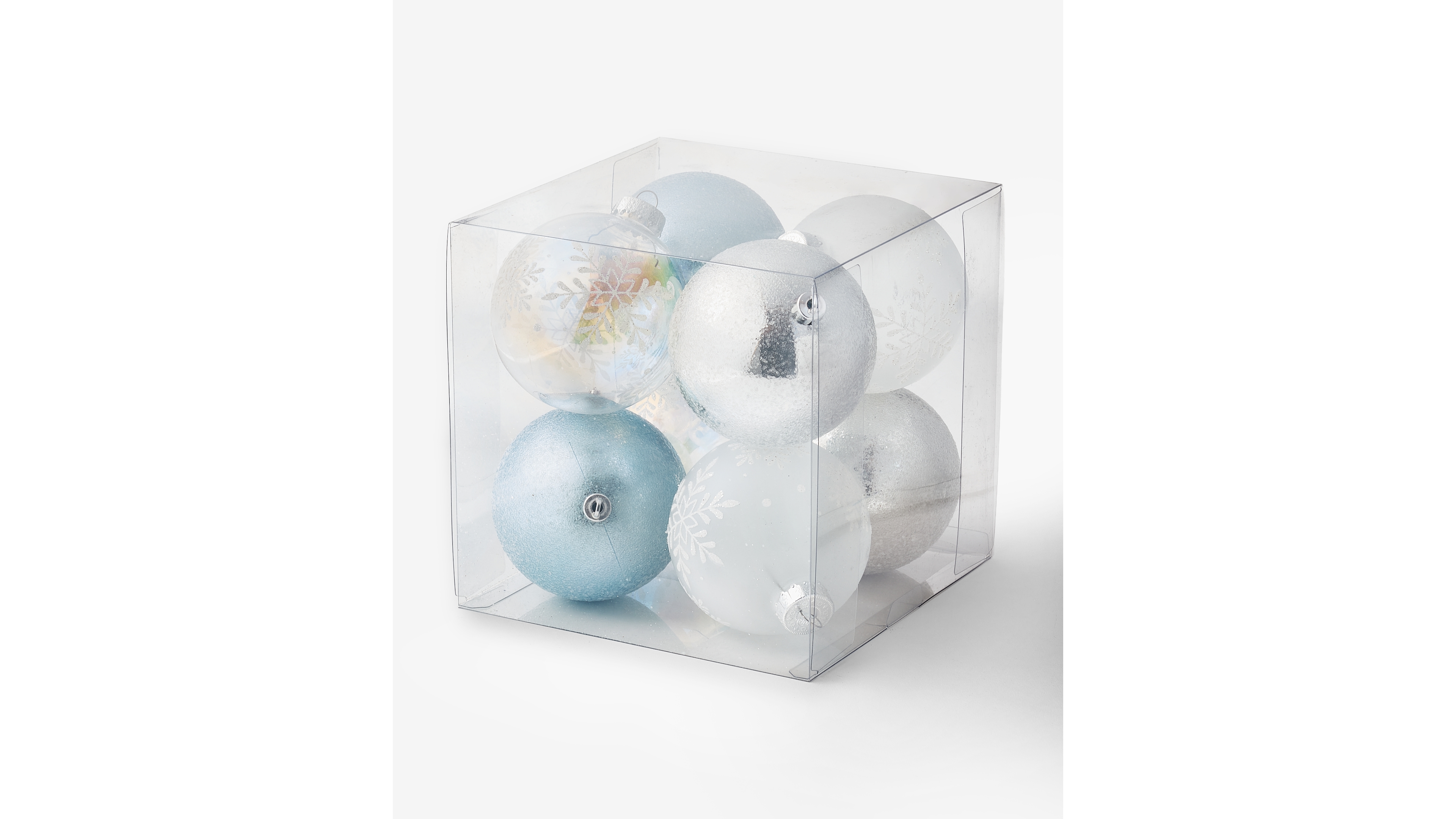 Holiday Lane Opulence Set of 8 Shatterproof Iridescent, Blue and White Ball Ornaments, Macy's Exclusive