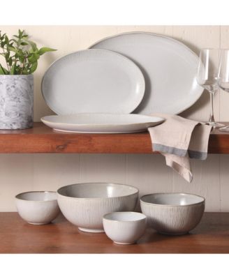 Sandy Pines  3 Piece Oval Platter Set, 15.7”, 13.75” & 12” Stoneware Serving Platters, Reactive Glaze, Microwave & Dishwasher Safe