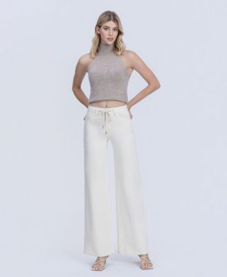 Women's High Rise Drawstring Wide Leg Jeans