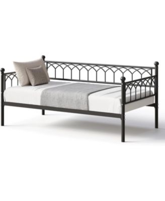 Twin Metal Daybed Sofa Bed Frame with Steel Slat Support, Heavy-Duty, Space-Saving Design for Living Room or Apartment