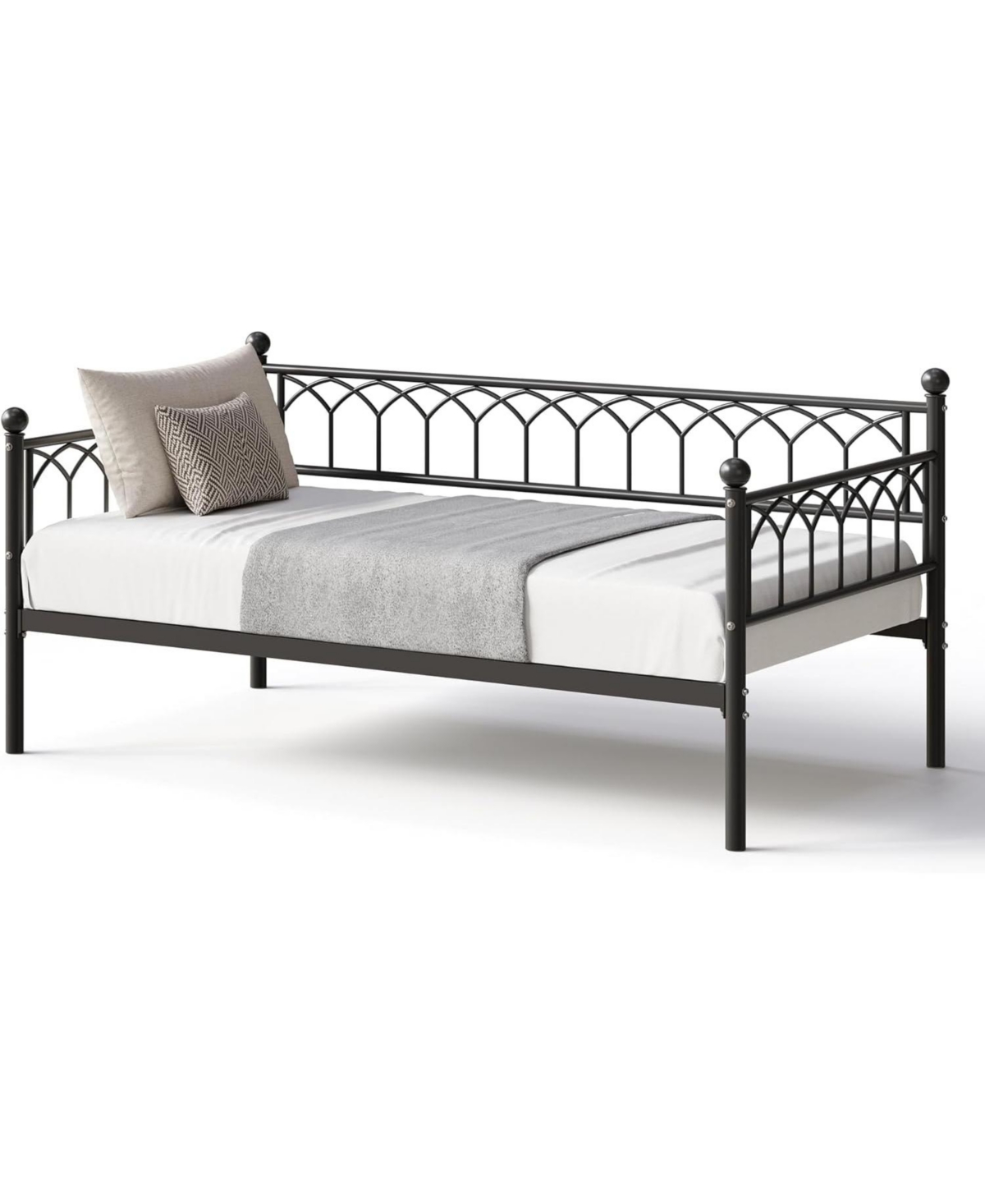gaomon Twin Metal Daybed Sofa Bed Frame with Steel Slat Support, Heavy-Duty, Space-Saving Design for Living Room or Apartment