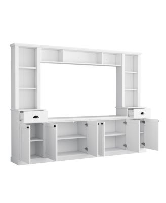 Minimalist Entertainment Wall Unit Set with Bridge for TVs Up to 75