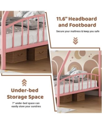 Twin Over Full Metal Bunk Bed with Ladder & Guardrail, Heavy Duty Steel Frame, Space Saving Bed for Kids