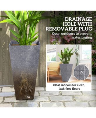 28" Tall Planters, Set of 3 Tape Outdoor Planters,