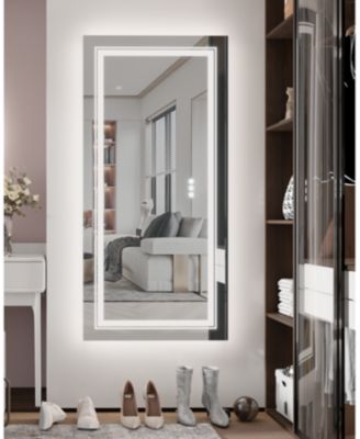 72x35.4 inch Large Size Lighted Smart Bathroom Mirror 3 LightsColors Front and Backlit Anti-fog Memory
