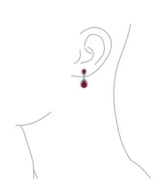 Cocktail Cubic Zirconia CZ Double Solitaire Teardrop Dangle Earrings Gold Plated