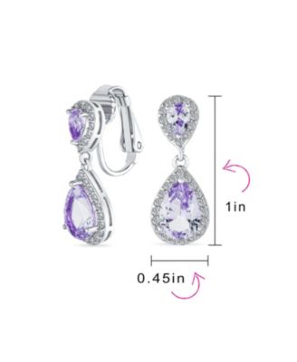 Cocktail Cubic Zirconia CZ Double Solitaire Teardrop Dangle Earrings Gold Plated