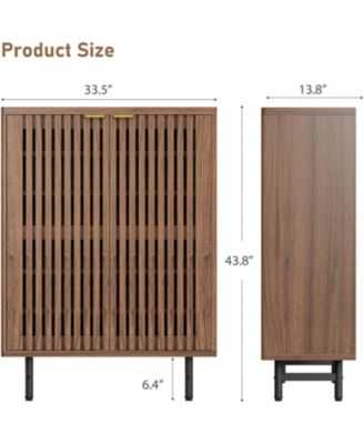 Narrow Freestanding 6-Tier Wooden Shoe Cabinet with Louvered Doors