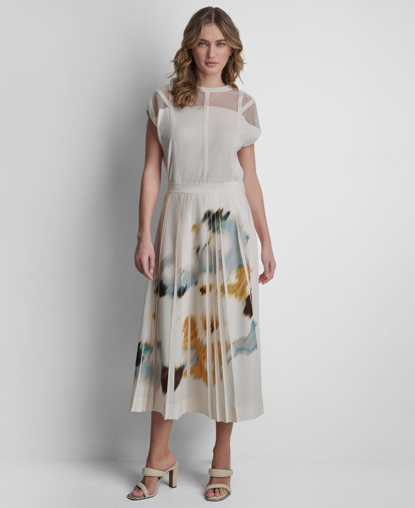 Женская юбка DKNY Printed Pleated Everyday Stretch, цвет: С принтом — фото 5