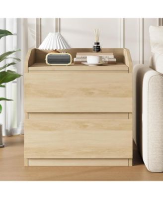 Nightstand with Drawers - Bedside Table Wood End Table with Storage Modern Bed Side Table 2 Drawers Night Stand Wide End Table