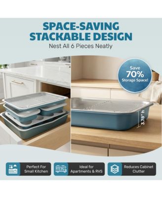 6-Piece Nonstick Stackable Nesting Bakeware Set