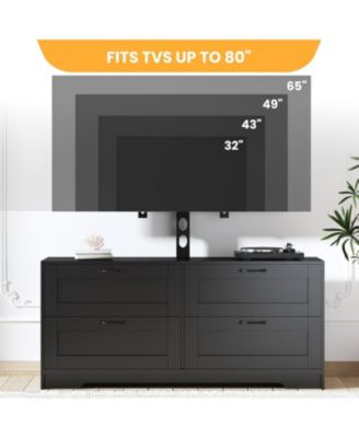 TV Stand, Mount for 32/45/55/65/75/80 inch TVs, Entertainment Center w/ 4 Drawers Storage, Wood Media Console Tables for Bed,Living Room