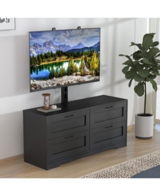 TV Stand, Mount for 32/45/55/65/75/80 inch TVs, Entertainment Center w/ 4 Drawers Storage, Wood Media Console Tables for Bed,Living Room
