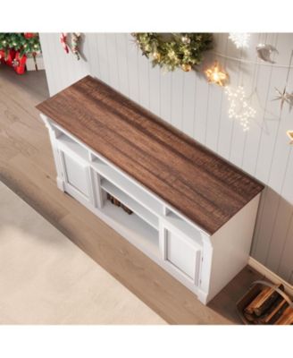 58" Farmhouse TV Stand for TVs up to 65", Entertainment Center, Open Storage Cabinets, Media Console