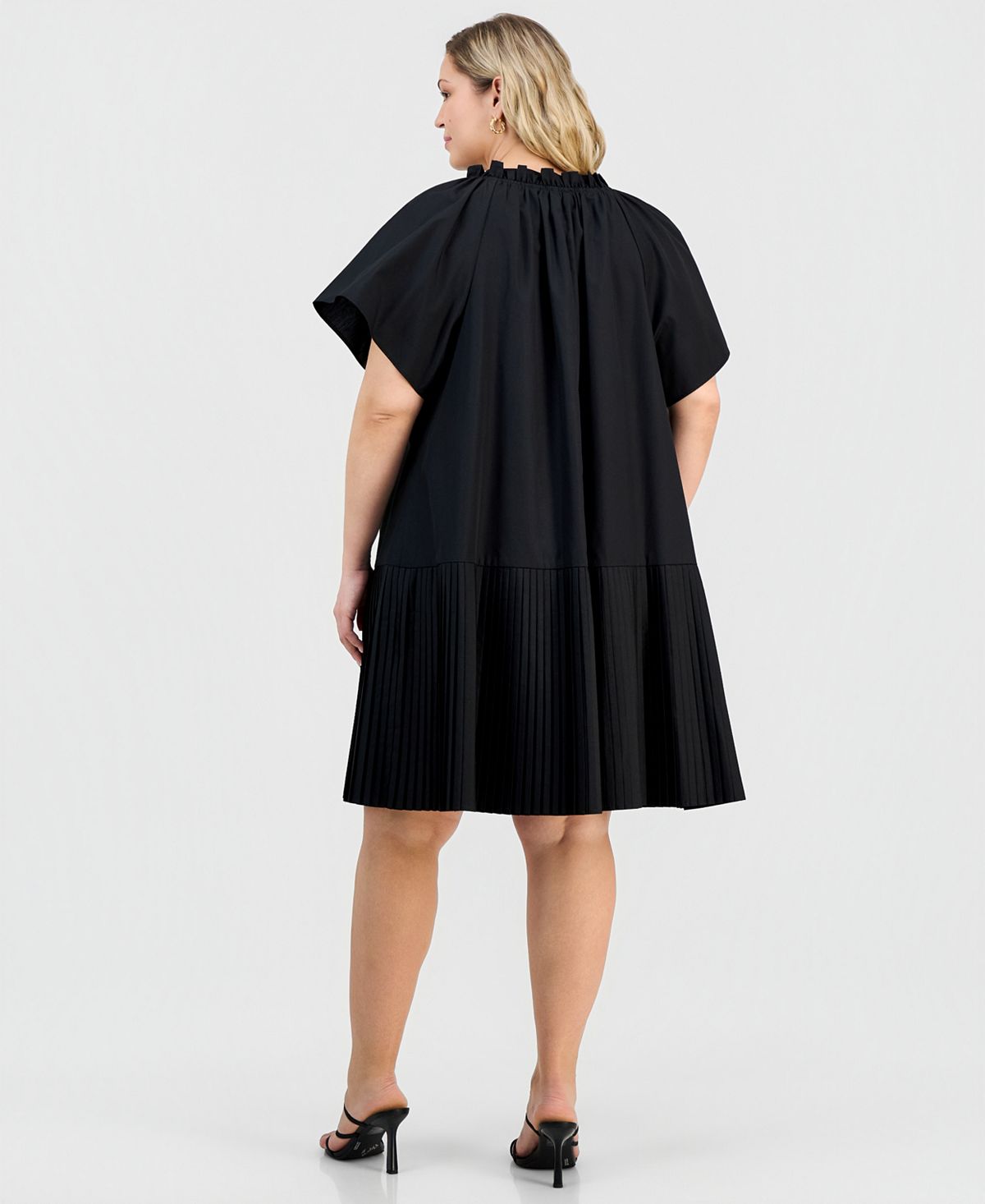 Robbie Bee Plus Size Pleat-Hem Puff-Sleeve Dress view 3 — MAYCSS fashion products