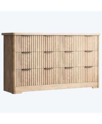 Fluted Dresser with Drawer, Modern Dressers for Bedroom with Wood Top, Sturdy Wooden Dresser & TV Stand.