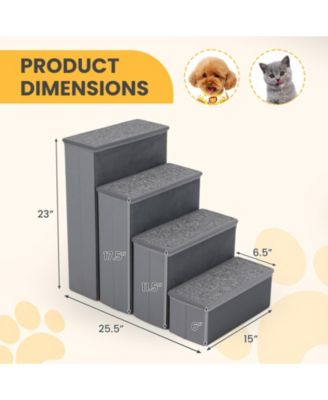 4-Step Dog Stairs w/Adjustable Steps for High Beds Sofas for Small and Medium Dogs