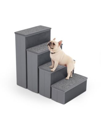 4-Step Dog Stairs w/Adjustable Steps for High Beds Sofas for Small and Medium Dogs