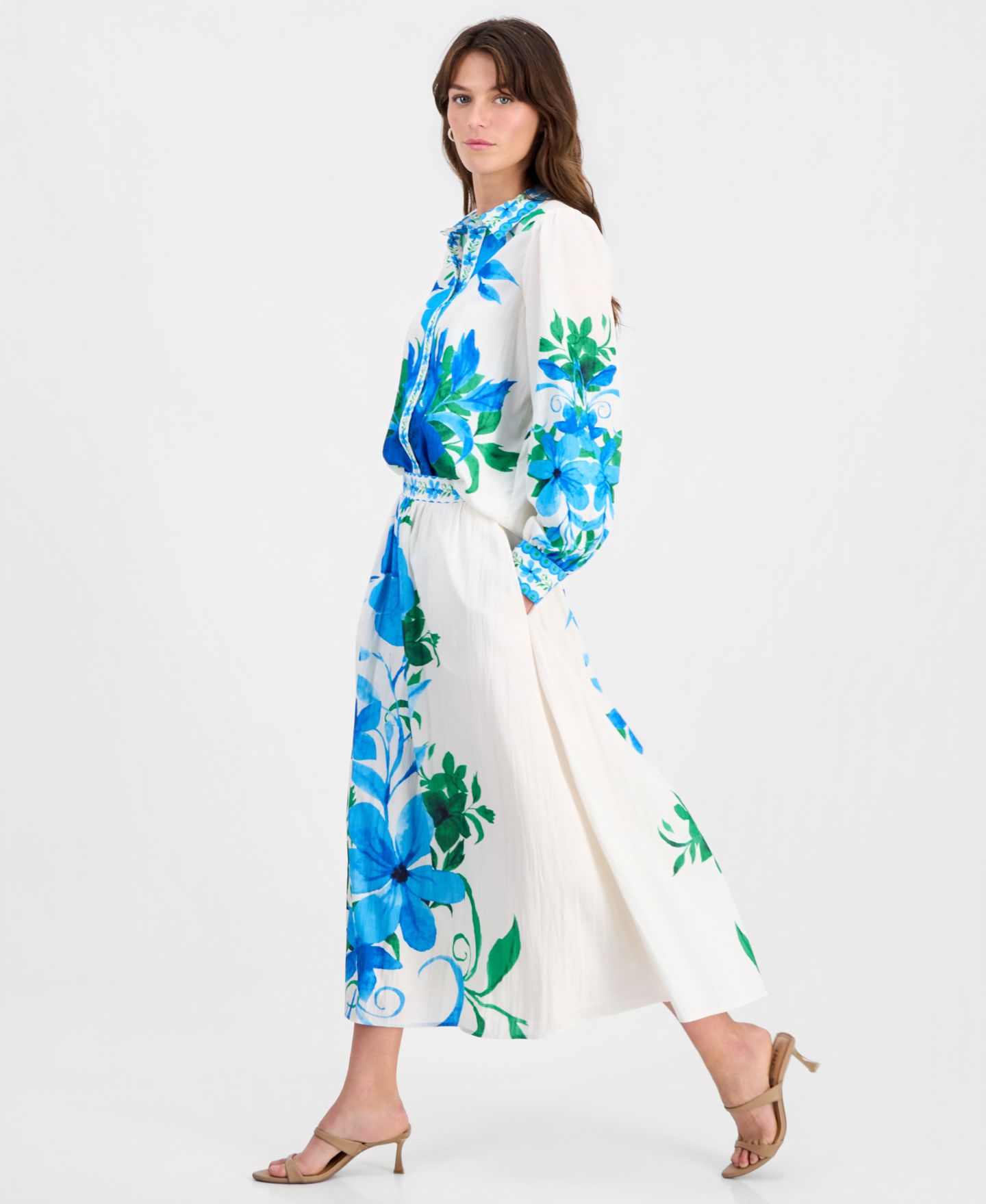 Женская юбка T Tahari Placed-Floral Pull-On Midi, цвет: С принтом — фото 3