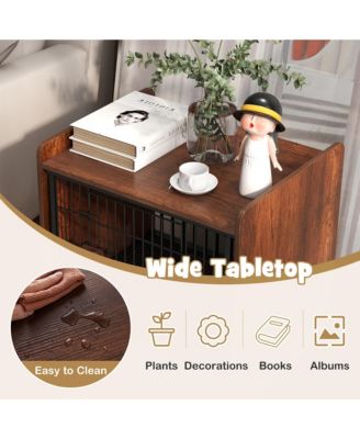 Dog Cage Furniture w/Removable Tray and Lockable Door Adjustable Foot Pads