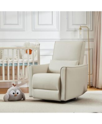 Ergonomic Swivel Rocking Recliner, Manual PU Leather Glider, High Back, Padded Armrests, Sofa for Living Room