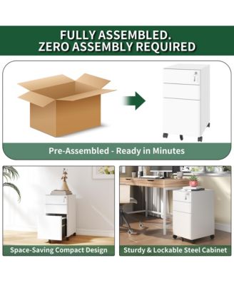 3-Drawer Metal File Cabinet with Lock on Wheels, Rolling Filing Cabinets for Home Office Organizer, Fit Legal/Letter/A4 Size