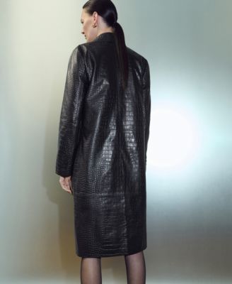 Women's Leather Crocodile-Effect Coat