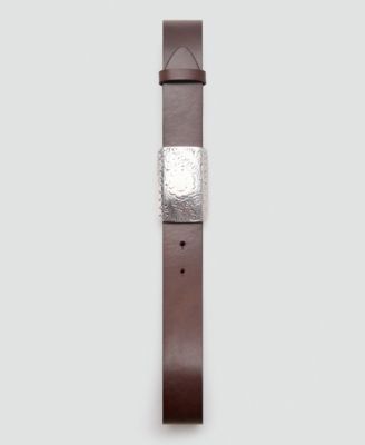 Women's Engraved Buckle Leather Belt