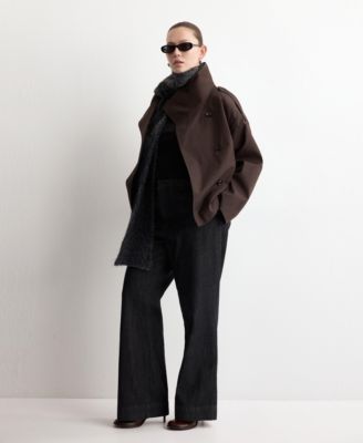 Women's Funnel-Neck Cropped Trench Coat
