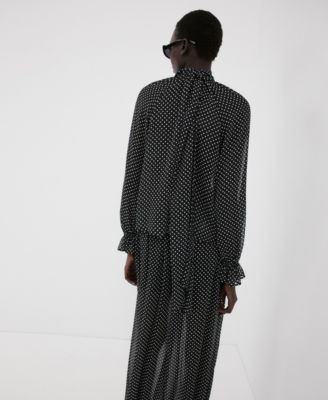 Women's Polka-Dot High-Neck Blouse