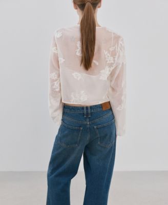 Women's Floral Embroidery Lyocell Blouse