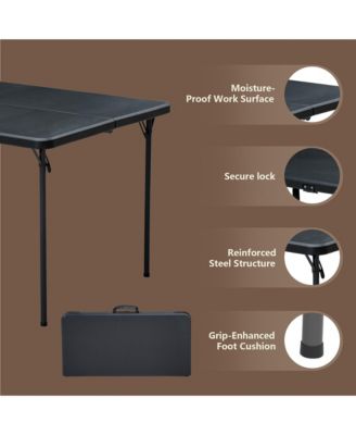 36 Inch Blow Molded Folding Table Compact Portable Fold Card Tables Desk Lightweight Design with Non for Home Patio Balcony RV