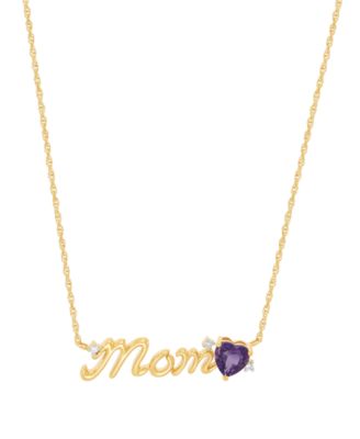 Amethyst (3/8 ct. t.w.) & Diamond Accent Pendant Necklace 14k Yellow Gold over Sterling Silver (Also Available in Sterling Silver)