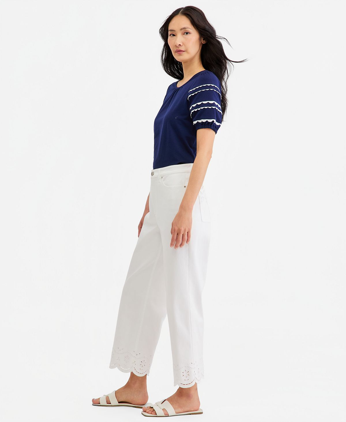 Jones New York Petite Lexington Embroidered Wide-Leg Crop Jeans view 7 — MAYCSS fashion products