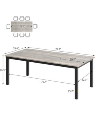 Industrial Modern Dining Table for 6-8, Large Rectangular Table, Metal Legs, Extendable, Family Room