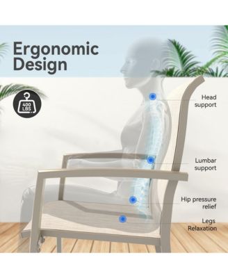 2-Piece Stackable Outdoor Dining Chairs, Metal Frame with E-Coating, Textilene All-Weather Patio Chairs, Sandstone