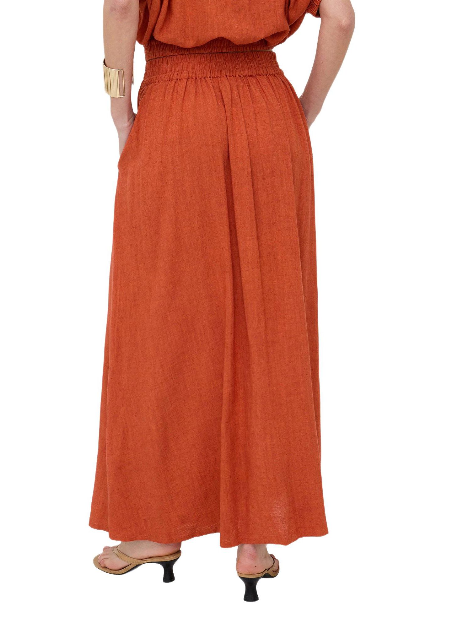 Женская юбка Raffya Sesame Elasticated Waist Maxi, цвет: Оранжевый — фото 2