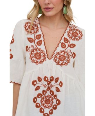 Women's Aubrey V-Neck Embroidered Blouse