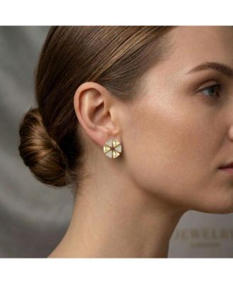 Chic 14K Gold Plated Pave CZ Flower Statement Earrings