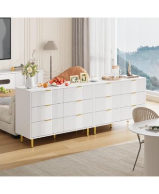 Fluted 6-Drawer Dresser, 39.4" Wide Modern Wooden Chest with Metal Handles, Clothes Storage Cabinet for Bedroom, Living Room, Hallway