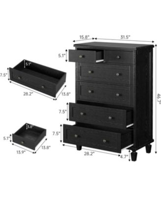 Vintage 6-Drawer Dresser, Tall Wooden Chest with Tapered Legs, Classic Storage Organizer for Bedroom, Living Room