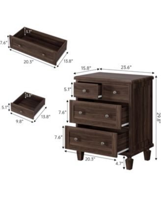 4 Drawer Vintage Wood Dresser with Tapered Legs, Distressed Finish Storage Chest