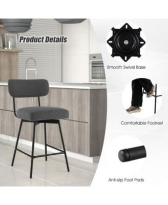 25 Inch 2-Piece Modern Upholstered Bar Stools with Back and Footrests